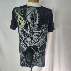 Affliction VTG Black and Green Horiyoshi III Heroes & Demons Graphic Tee Size LG